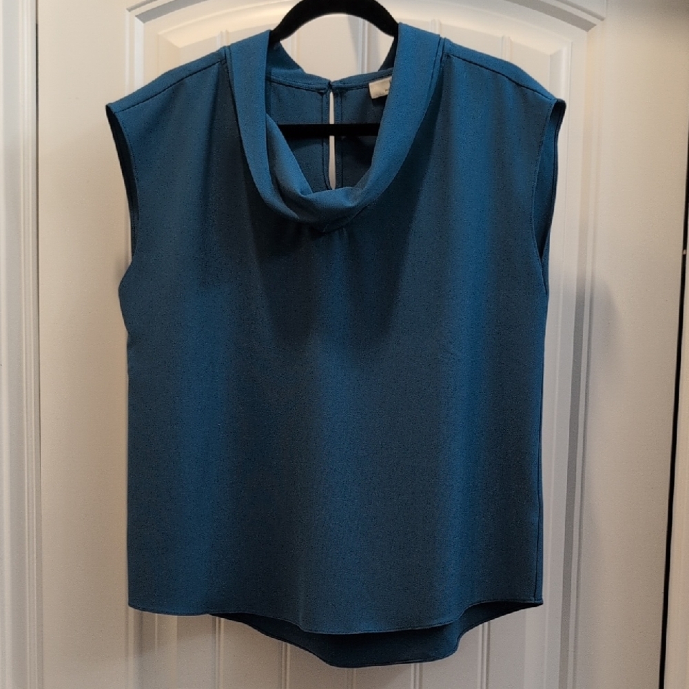Halston Teal Sleeveless Blouse